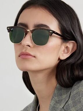 RAY-BAN Clubmaster D-frame tortoiseshell acetate and gold-tone sunglasses